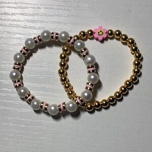 Pearl and Gold Beaded Bracelets